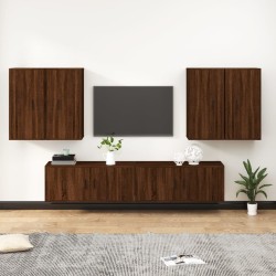 vidaXL 6-tlg. TV-Schrank-Set Braun Eichen-Optik Holzwerkstoff