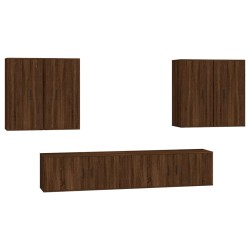 vidaXL 6-tlg. TV-Schrank-Set Braun Eichen-Optik Holzwerkstoff