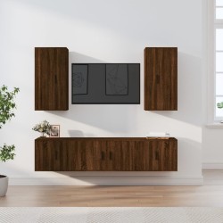 vidaXL 5-tlg. TV-Schrank-Set Braun Eichen-Optik Holzwerkstoff
