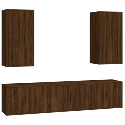vidaXL 5-tlg. TV-Schrank-Set Braun Eichen-Optik Holzwerkstoff