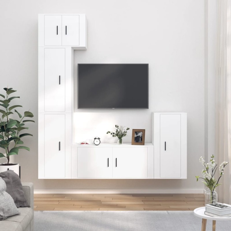 vidaXL 5-tlg. TV-Schrank-Set Weiß Holzwerkstoff vidaXL 5-tlg. TV-Schrank-Set Weiß Holzwerkstoff