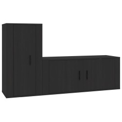 vidaXL 2-tlg. TV-Schrank-Set Schwarz Holzwerkstoff