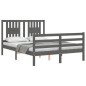 vidaXL Massivholzbett mit Kopfteil Grau 140x200 cm vidaXL Massivholzbett mit Kopfteil Grau 140x200 cm