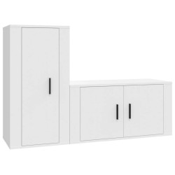vidaXL 2-tlg. TV-Schrank-Set Weiß Holzwerkstoff