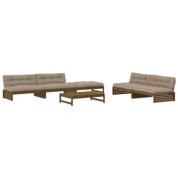 vidaXL 6-tlg. Garten-Lounge-Set mit Kissen Honigbraun Massivholz