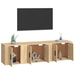 vidaXL 3-tlg. TV-Schrank-Set Sonoma-Eiche Holzwerkstoff