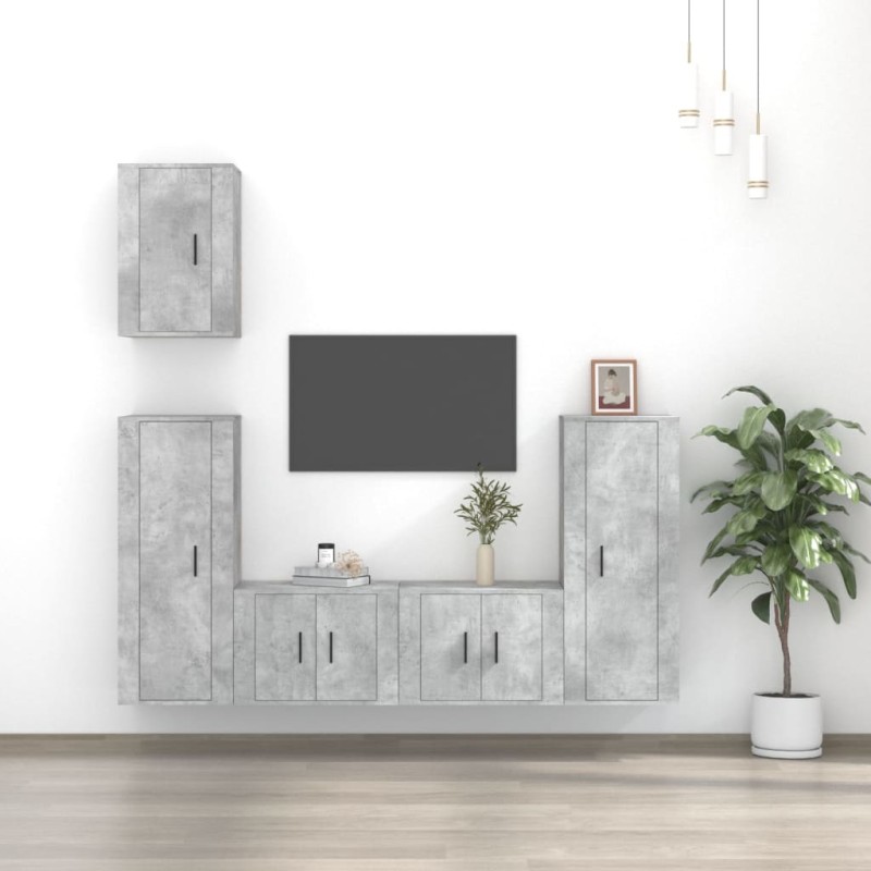 vidaXL 5-tlg. TV-Schrank-Set Betongrau Holzwerkstoff vidaXL 5-tlg. TV-Schrank-Set Betongrau Holzwerkstoff