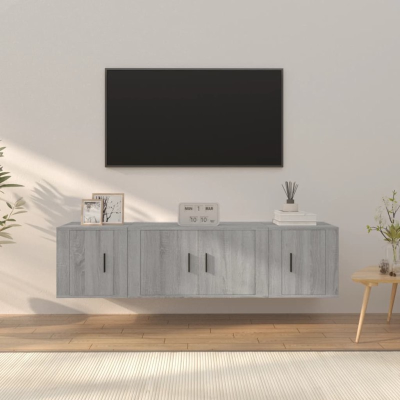 vidaXL 3-tlg. TV-Schrank-Set Grau Sonoma Holzwerkstoff vidaXL 3-tlg. TV-Schrank-Set Grau Sonoma Holzwerkstoff