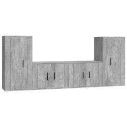 vidaXL 4-tlg. TV-Schrank-Set Betongrau Holzwerkstoff