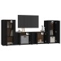 vidaXL 4-tlg. TV-Schrank-Set Schwarz Holzwerkstoff vidaXL 4-tlg. TV-Schrank-Set Schwarz Holzwerkstoff