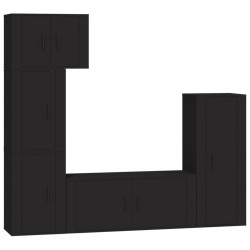 vidaXL 5-tlg. TV-Schrank-Set Schwarz Holzwerkstoff