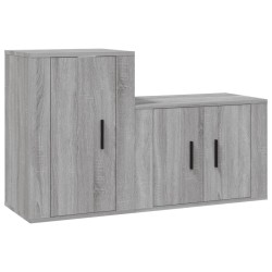 vidaXL 2-tlg. TV-Schrank-Set Grau Sonoma Holzwerkstoff