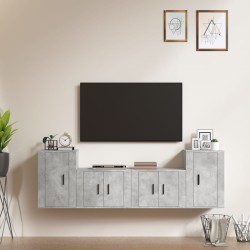 vidaXL 4-tlg. TV-Schrank-Set Betongrau Holzwerkstoff