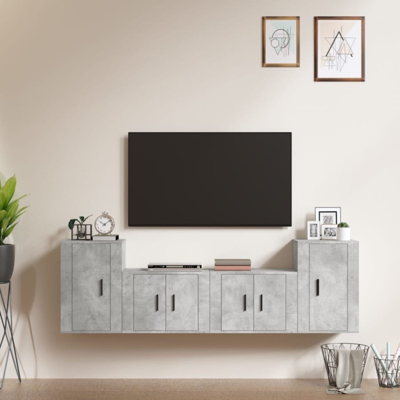 vidaXL 4-tlg. TV-Schrank-Set Betongrau Holzwerkstoff vidaXL 4-tlg. TV-Schrank-Set Betongrau Holzwerkstoff