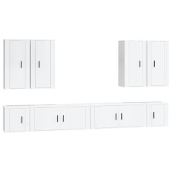 vidaXL 8-tlg. TV-Schrank-Set Hochglanz-Weiß Holzwerkstoff
