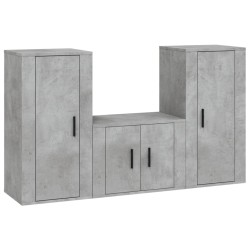 vidaXL 3-tlg. TV-Schrank-Set Betongrau Holzwerkstoff