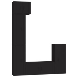 vidaXL 5-tlg. TV-Schrank-Set Schwarz Holzwerkstoff