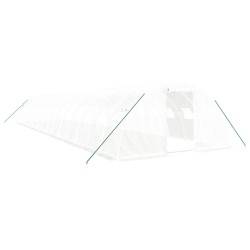 vidaXL Gewächshaus mit Stahlrahmen Weiß 64 m² 16x4x2 m