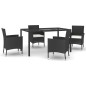 vidaXL 5-tlg. Garten-Essgruppe mit Kissen Schwarz Poly Rattan vidaXL 5-tlg. Garten-Essgruppe mit Kissen Schwarz Poly Rattan