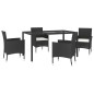 vidaXL 5-tlg. Garten-Essgruppe mit Kissen Schwarz Poly Rattan vidaXL 5-tlg. Garten-Essgruppe mit Kissen Schwarz Poly Rattan