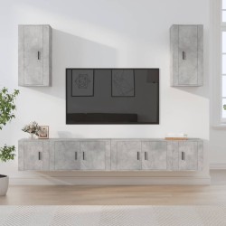 vidaXL 6-tlg. TV-Schrank-Set Betongrau Holzwerkstoff