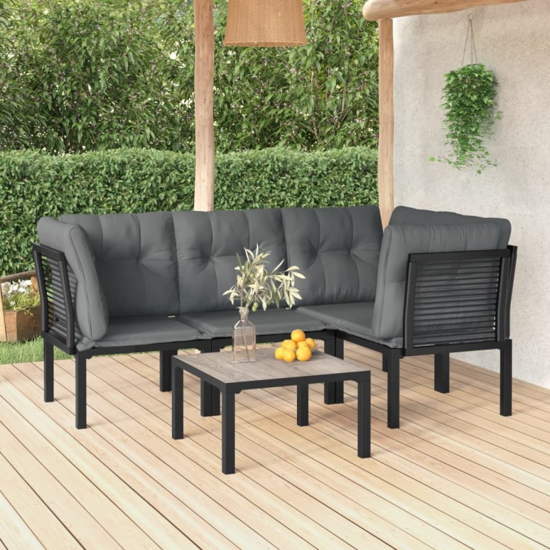 vidaXL 5-tlg. Garten-Lounge-Set Schwarz und Grau Poly Rattan vidaXL 5-tlg. Garten-Lounge-Set Schwarz und Grau Poly Rattan