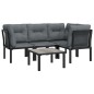 vidaXL 5-tlg. Garten-Lounge-Set Schwarz und Grau Poly Rattan vidaXL 5-tlg. Garten-Lounge-Set Schwarz und Grau Poly Rattan