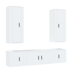 vidaXL 5-tlg. TV-Schrank-Set Weiß Holzwerkstoff