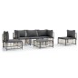 vidaXL 6-tlg. Garten-Lounge-Set mit Kissen Anthrazit Poly Rattan vidaXL 6-tlg. Garten-Lounge-Set mit Kissen Anthrazit Poly Rattan