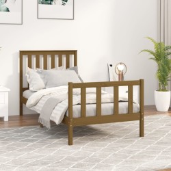 vidaXL Massivholzbett mit Kopfteil Honigbraun 90x200 cm Kiefer