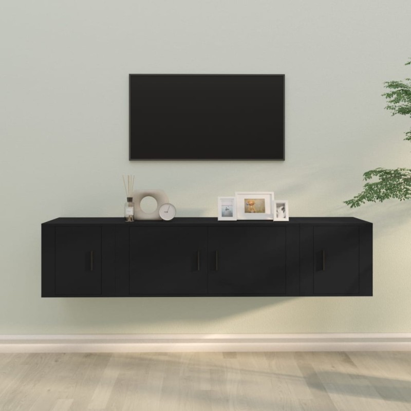 vidaXL 3-tlg. TV-Schrank-Set Schwarz Holzwerkstoff vidaXL 3-tlg. TV-Schrank-Set Schwarz Holzwerkstoff