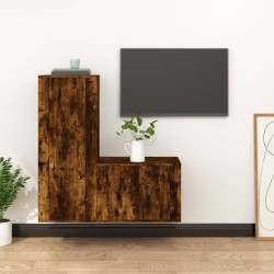 vidaXL 2-tlg. TV-Schrank-Set Räuchereiche Holzwerkstoff