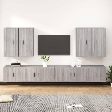 vidaXL 8-tlg. TV-Schrank-Set Grau Sonoma Holzwerkstoff