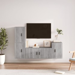 vidaXL 4-tlg. TV-Schrank-Set Grau Sonoma Holzwerkstoff