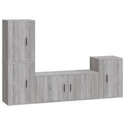 vidaXL 4-tlg. TV-Schrank-Set Grau Sonoma Holzwerkstoff