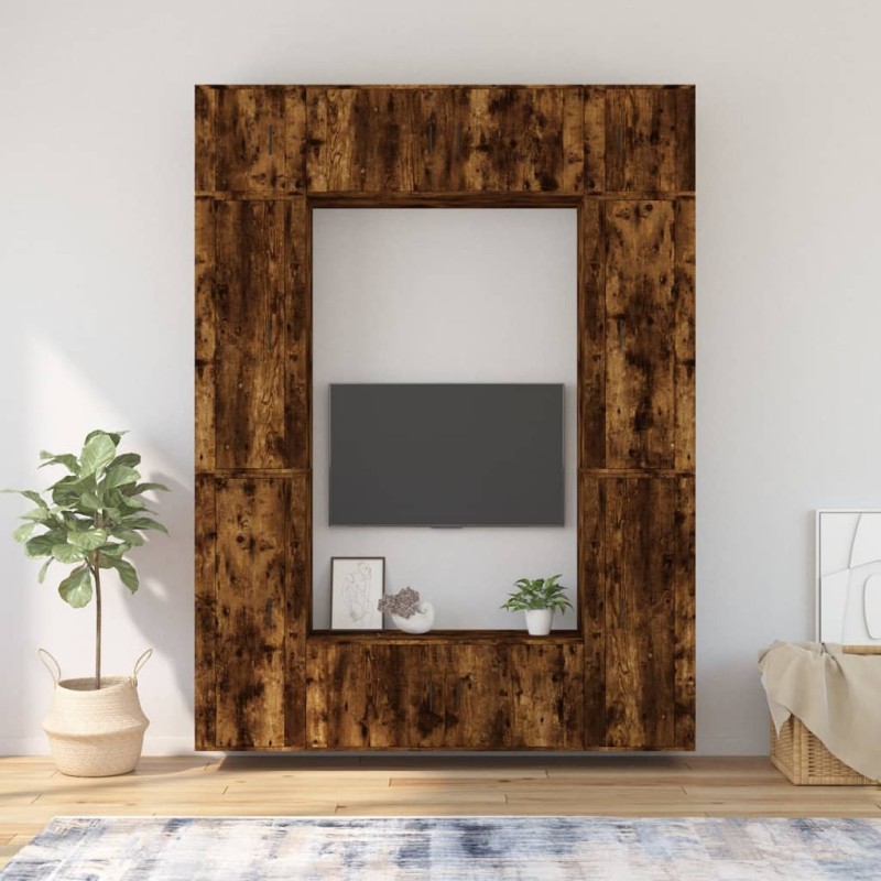 vidaXL 8-tlg. TV-Schrank-Set Räuchereiche Holzwerkstoff vidaXL 8-tlg. TV-Schrank-Set Räuchereiche Holzwerkstoff