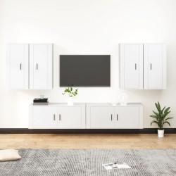 vidaXL 6-tlg. TV-Schrank-Set Weiß Holzwerkstoff