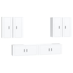 vidaXL 6-tlg. TV-Schrank-Set Weiß Holzwerkstoff