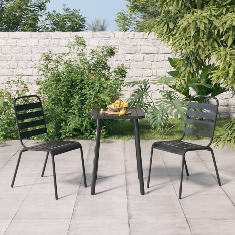 vidaXL 3-tlg. Garten-Essgruppe Anthrazit Stahl vidaXL 3-tlg. Garten-Essgruppe Anthrazit Stahl