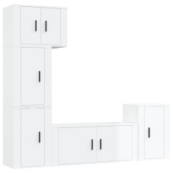 vidaXL 5-tlg. TV-Schrank-Set Hochglanz-Weiß Holzwerkstoff