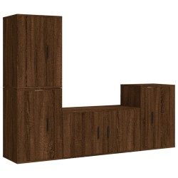 vidaXL 4-tlg. TV-Schrank-Set Braun Eichen-Optik Holzwerkstoff