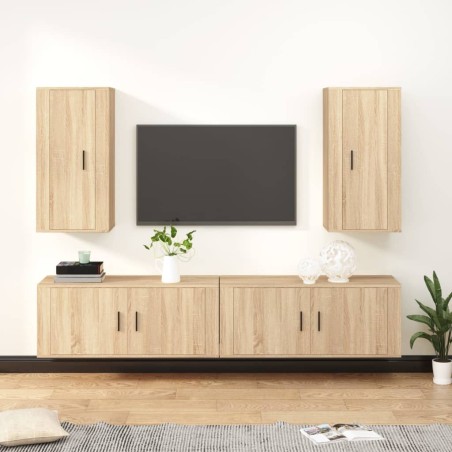 vidaXL 4-tlg. TV-Schrank-Set Sonoma-Eiche Holzwerkstoff