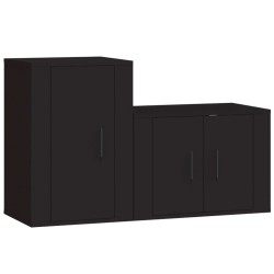 vidaXL 2-tlg. TV-Schrank-Set Schwarz Holzwerkstoff