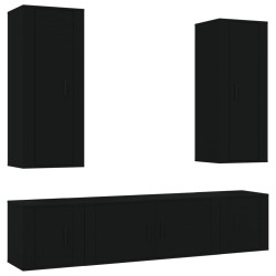 vidaXL 5-tlg. TV-Schrank-Set Schwarz Holzwerkstoff