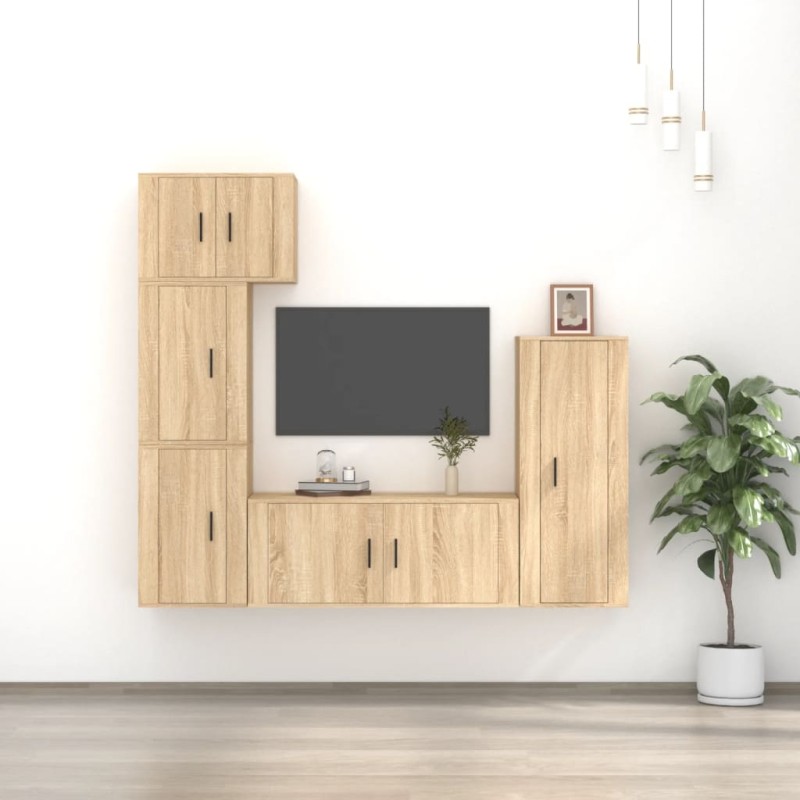vidaXL 5-tlg. TV-Schrank-Set Sonoma-Eiche Holzwerkstoff vidaXL 5-tlg. TV-Schrank-Set Sonoma-Eiche Holzwerkstoff