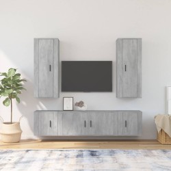 vidaXL 5-tlg. TV-Schrank-Set Betongrau Holzwerkstoff