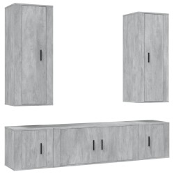 vidaXL 5-tlg. TV-Schrank-Set Betongrau Holzwerkstoff