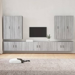 vidaXL 7-tlg. TV-Schrank-Set Grau Sonoma Holzwerkstoff