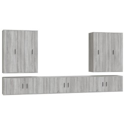 vidaXL 7-tlg. TV-Schrank-Set Grau Sonoma Holzwerkstoff