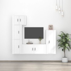 vidaXL 5-tlg. TV-Schrank-Set Weiß Holzwerkstoff
